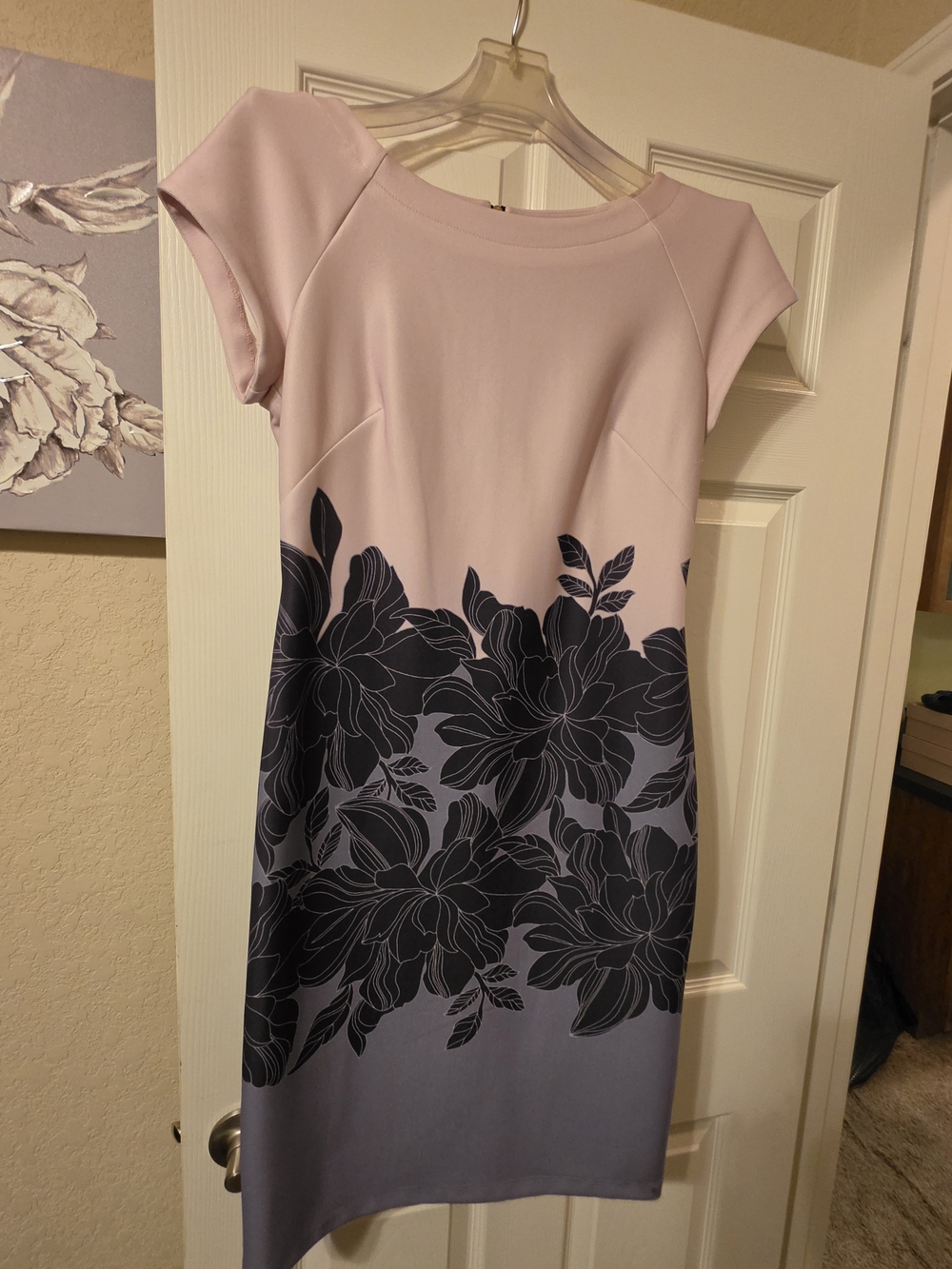 Just...Taylor Pink and Gray Floral Colorblock Midi Dress